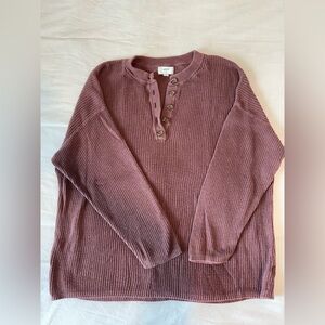 Slouchy Aerie Henley Knit Sweater